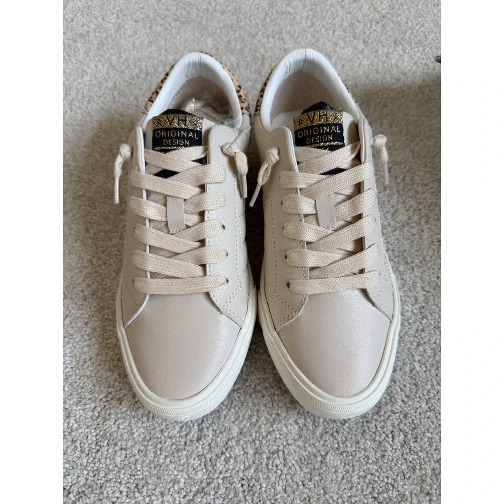Vintage Havana Womens Quilted Star Sneakers Cream Gold Leopard‎ Size 8.5 NEW